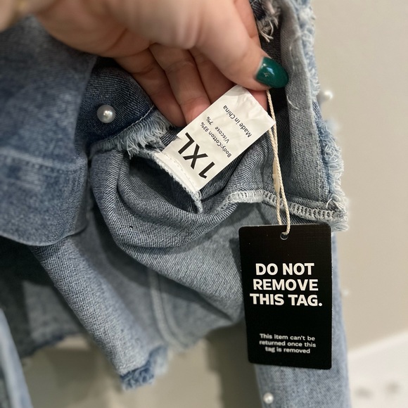 Pearl Distressed Denim Jacket - Picture 2 of 4